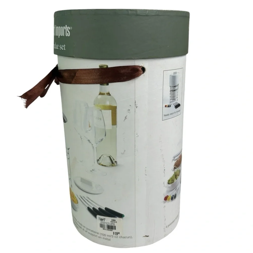 Pier 1 Imports White Stackable Fondue Set NIB